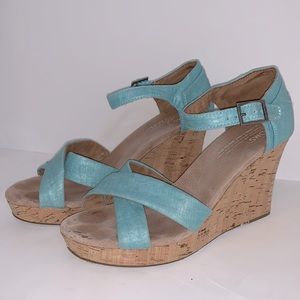TOMS aqua wedges Size 8.5
